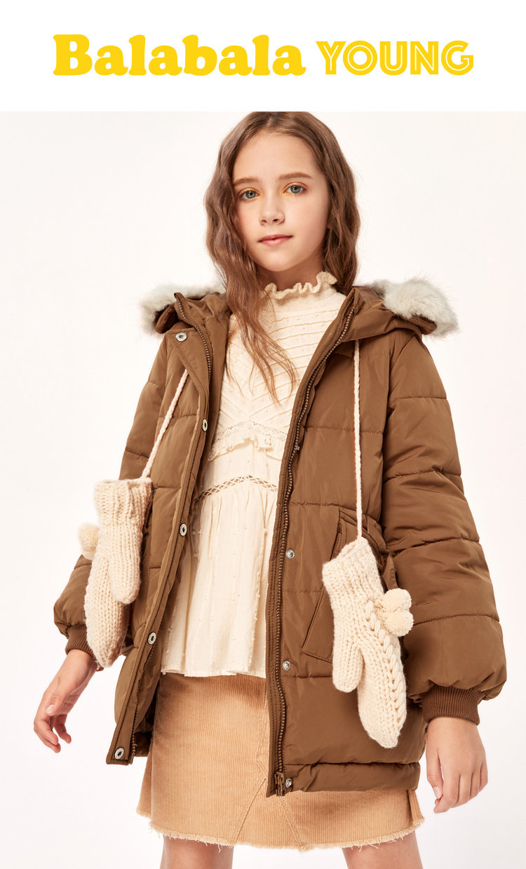 Balabala 巴拉巴拉 女童中长款保暖棉服 淘宝优惠券折后￥109包邮（￥359-250）130~170码3色可选
