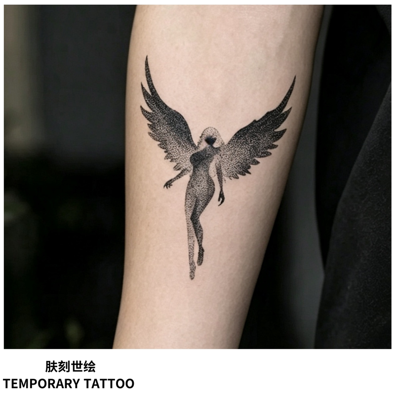 Angel Herbal Plant Juice Tattoo Stickers for Men and Women, Semi-Permanent, Waterproof, Rub-Resistant, Long-Lasting, Realistic Tattoo for the Arm