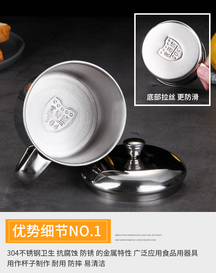 Cốc inox 304 có nắp có tay cầm hộ gia đình ly sữa mẫu giáo miệng ly cốc uống cốc - Tách bình đựng nước thủy tinh có vòi
