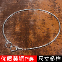 Race class brass snake chain 304 stainless steel P chain pet telescopic collar golden hair ring Labrador control chain