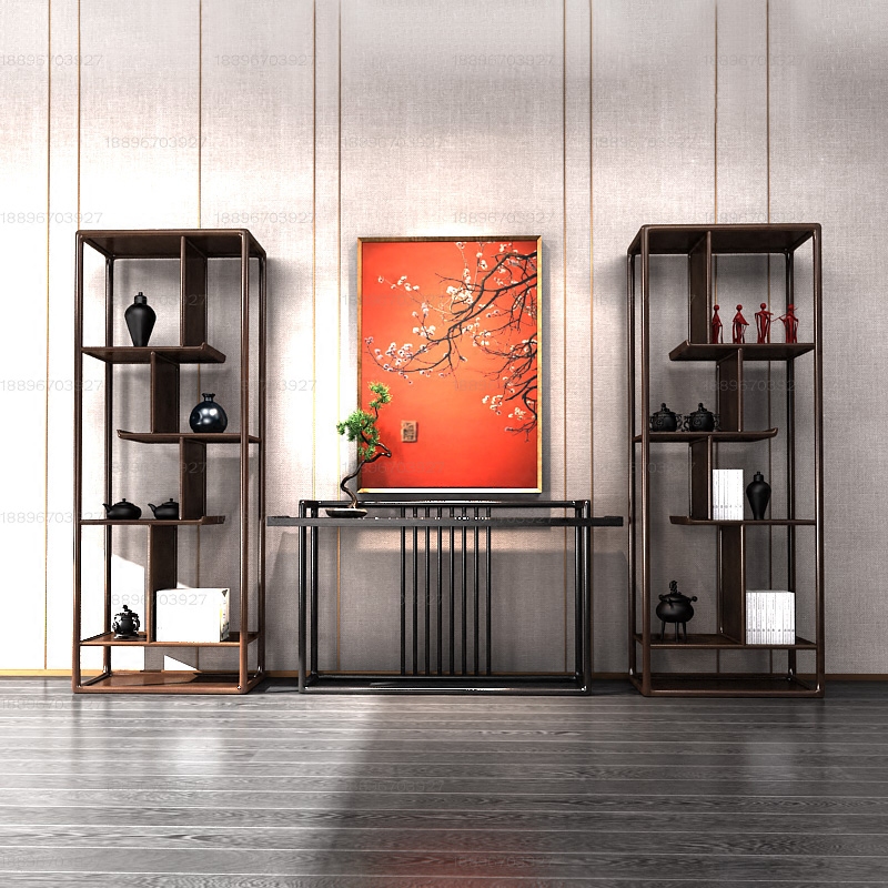 New Chinese Bookcase Cabinet Modern Minimalist Shelve solid wood Decorative Shelf Bogu Shelf Zen-to-Zen Guan Tai Combine Furniture