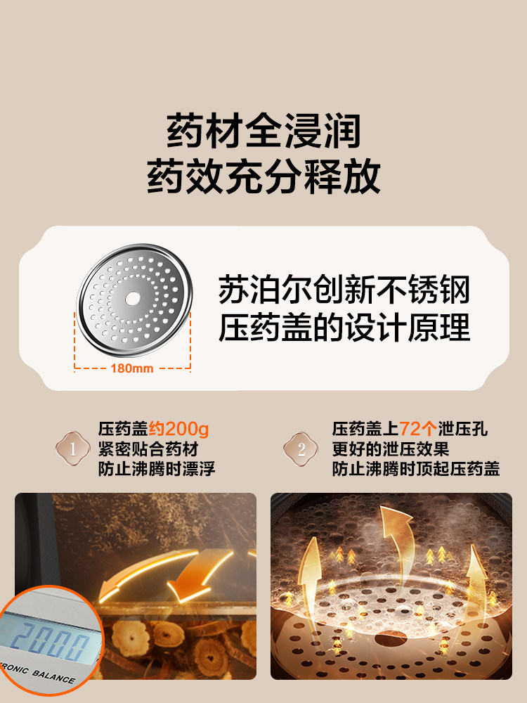 Supor Decoction Pot, Traditional Chinese Medicine Electric Decoction Pot, Fully Automatic Medicine Boiling Pot for Home Use, Electric Clay Pot for Making Traditional Chinese Medicine, Health Pot, Medicine Pot