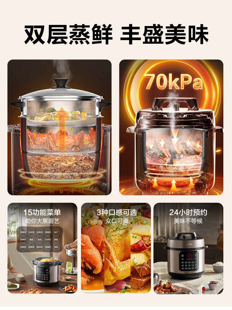 Supor Electric Pressure Cooker 8L Large Capacity Household Multifunctional Smart 2025 New Model Electric Pressure Cooker Rice Cooker Commercial Use