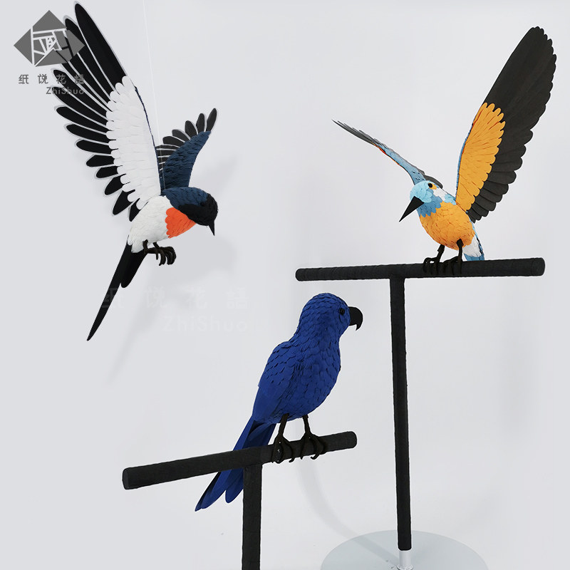 Large Paper Art Bird Shop Window Decoration Beauty Chen Pendulum Pieces Animal Design Props Handmade Creative Simulation Animal Arrangement-Taobao