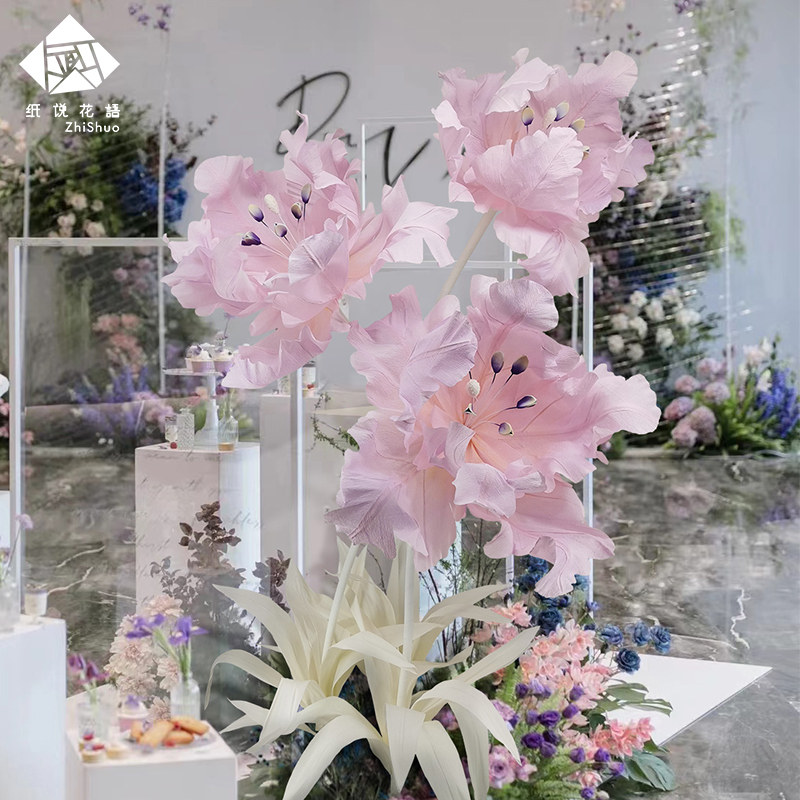 High-end Customised Emulation emulated rhododendron handdyed flower net red star photographed photography props wedding wedding decoration-Taobao