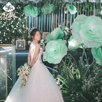 Paper says flower language silk net flower wedding scene layout large manual three-dimensional simulation rose organza wedding road introduction