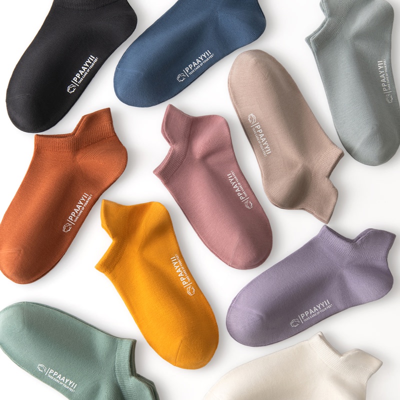 Women's Short Socks, Pure Cotton, Spring and Summer, All-Cotton, Odor-Resistant, Sweat-Absorbent, Cotton Socks, All-Season Style, Women's No-Show Socks, Non-Slip, No Heel Slippage