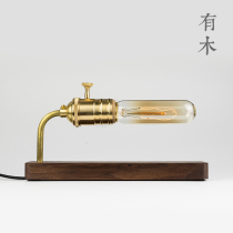 Wooden retro desk lamp bedside lamp decoration Japanese loft Edison cafe American ornaments industrial style bar