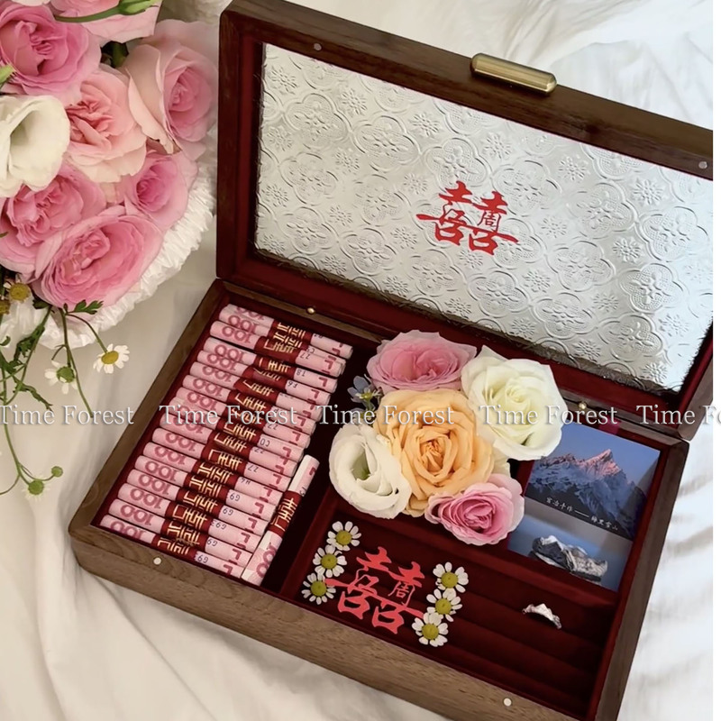 Xiaohongshu Walnut Wood Jewelry Box Gift for Best Friend, Wedding Gift, Souvenir, Birthday Gift, Hardware Storage Box