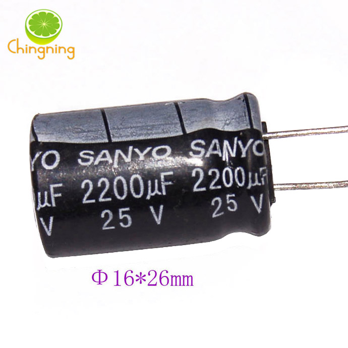 25V2200uF 25V2200uF electrolytic capacitor 16x26 sanyo three-ocean black power amplifier filtering capacitor