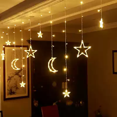Star moon light curtain light LED lantern flashing light string ins Net Red Girl bedroom room wedding decoration