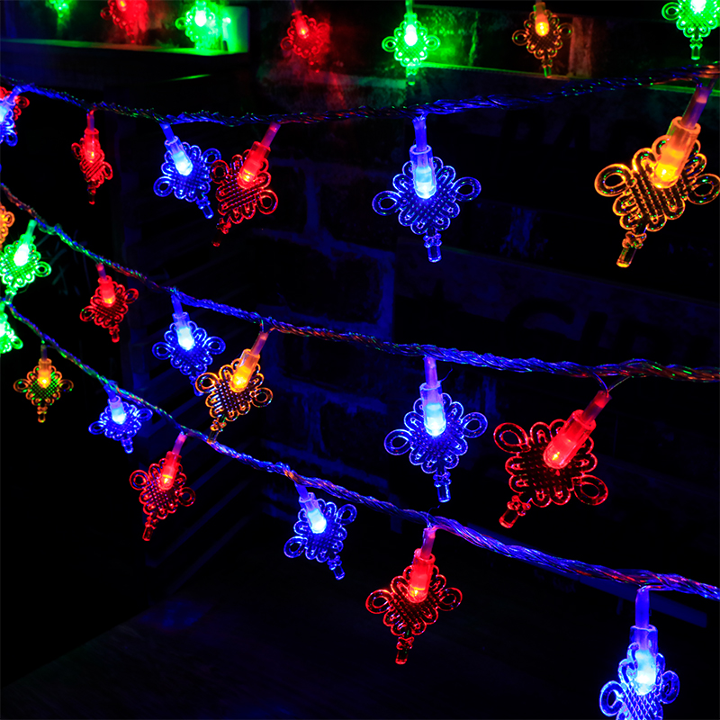 Festive Chinese knot red lantern lights flashing lights string lights Lantern Festival Spring Festival New Year outdoor store home decoration lights