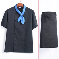 Черная футболка, шейный платок, фартук, короткий рукав