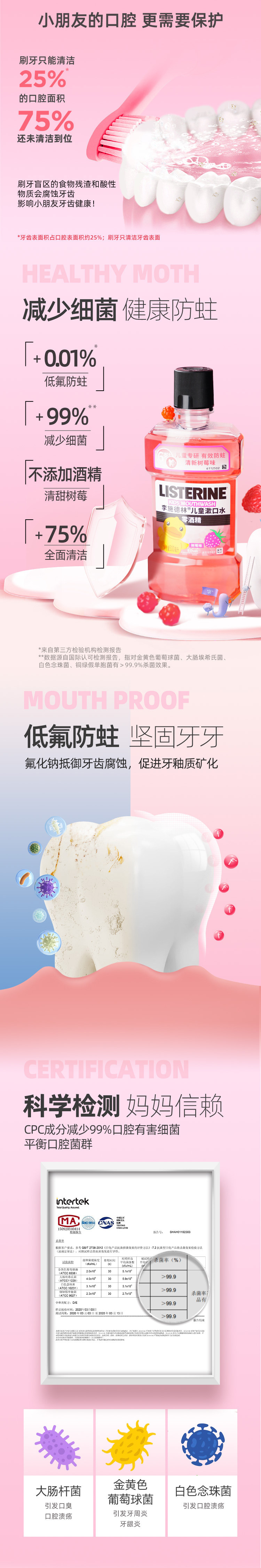 李施德林 树莓果味 清新漱口水 250ml 图2