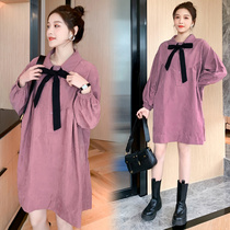 Pregnancy Woman Dress Autumn Dress Dress Suit Fashion style Clothing Big Code 2021 Tide Moms Net Red Spring Autumn style New Fall