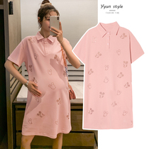 Pregnancy Woman dress with summer dress Dress Net Red Blouse Summer Suit Slim Fit Collar Skirt Summer Style Short Sleeve T-Shirt Pure Cotton