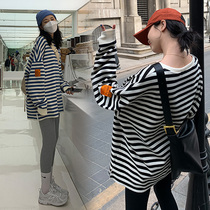 Pregnancy Maternity Dress Stylish Kit Fashion style Thin Clothing Fall Striped not to be nostalgushed with underpants Long sleeves T-shirt