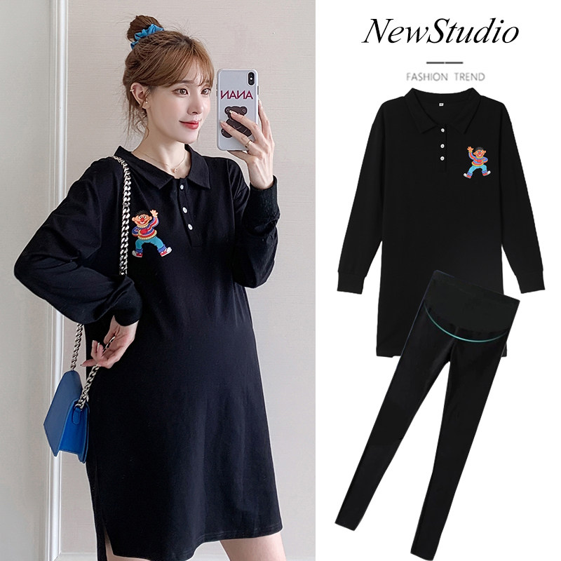 Pregnancy Woman Dress Autumn Dress Autumn Dress Fashion Dress Fashion Suit Poss Minus age skirts T-shirt slim fit without a dress