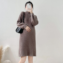 Pregnancy Woman Dress Autumn Winter Clothing Dress Knit Sweaters Fashion style Suit Nets Red Spring Autumn Beat the new 2021 tides