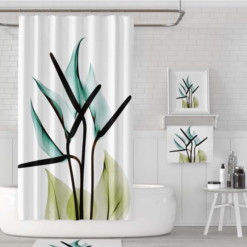 Powder room shower curtain Waterproof thickened mildew-proof suit Free drilling Nordic partition Bath curtain Bathroom simple curtain hanging curtain