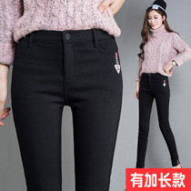 Hong Kong Tide Card Autumn Winter High Waist High Elasticity Big Code Warm Elastic Small Foot Pants Lengthened Version Plus Suede Underpants Women Tide