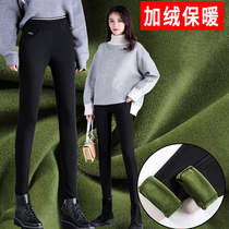 Hong Kong Autumn Winter Plus Suede High Waist Beating Underpants Wear High Elastic Tight Skinny Legs Small Leggings Pants Bull Oil Fruits Moisturizing Pants Women