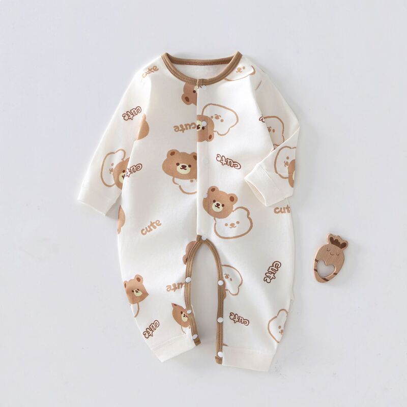 Baby Open-Crotch Romper with Leg Buckle, Infant All-Cotton Early Autumn Single-Layer Thin Type, Class a Pure Cotton Seamless Newborn Baby Open-Crotch Romper with Leg Buckle, Infant All-Cotton Early Autumn Single-Layer Thin Type, Class a Pure Cotton Seamless Newborn