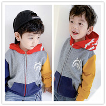 BAPE Tide brand childrens clothing spring boys and girls two-color Terry stitching coat baby shark color sweater coat