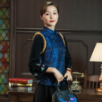 Chinese classic Tang Costume Horse Chia Womens Clip Cotton Autumn Winter New Chinese Retro Full Open Flawless Qipao Jacket small cotton padded jacket