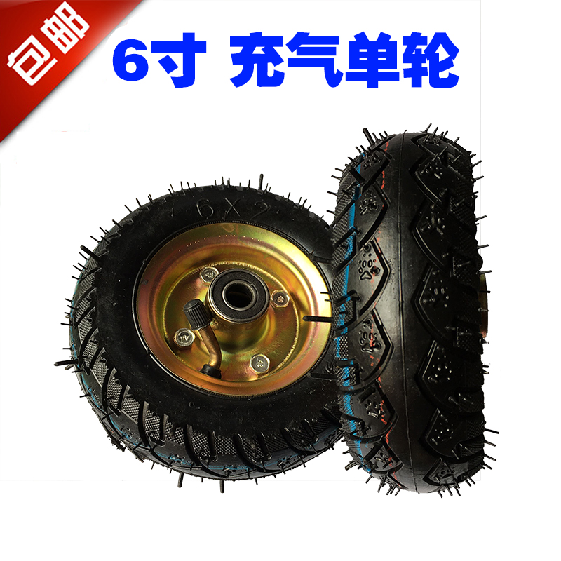 6 Inch Pneumatic Tire Single Wheels 6 * 2 Rubber Pneumatic Tire Tire Trolley Wheels Flat Truck Wheels Mute Universal Castors