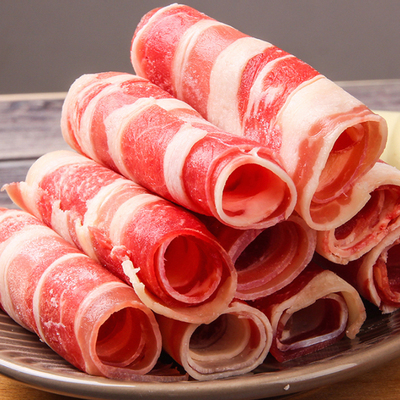 厚切牛肉片4斤肥牛片2kg火锅烧烤新鲜雪花肥牛卷400g袋*5