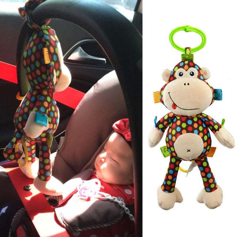 Cute monkey music La belle stroller hanging bed hanging bell paparazzi appeasement doll baby lifting basket pendant toddler toy