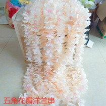 New hot selling pentagonal petals emulated foreign wedding decoration arrangement embroidered with embroidered string of cane color plenty of now