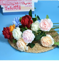 Simulation Wedding Road Citation Eurostyle 3 Heads Bag Core Atlantic Peony Western Rose Wedding Celebration Decoration Fake Flowers Emulation Flowers