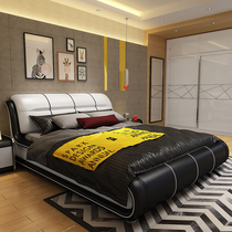 Leather bed 1 8 meters leather bed Modern simple wedding bed storage high box bed 1 5 meters double bed small apartment leather bed