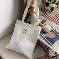 Canvas Bag-White Smiley Lace