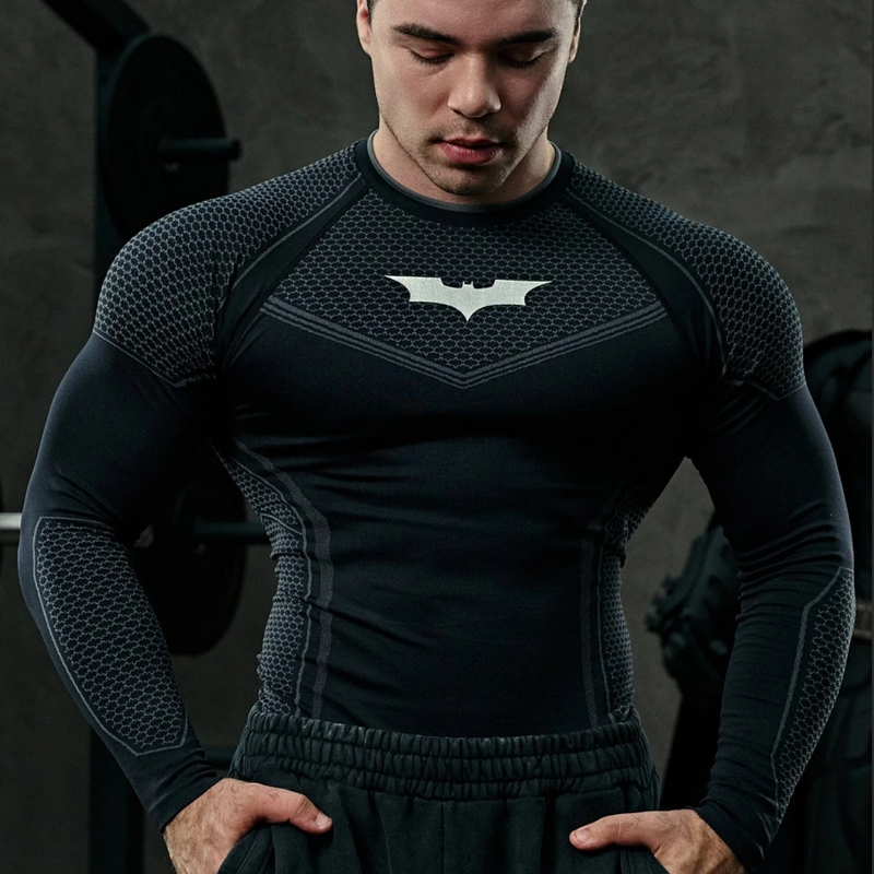 Youngla American Style New Men's Tight-Fitting T-Shirt Jogger Sports Fitness Running Training Quick-Drying Printed Long Sleeves