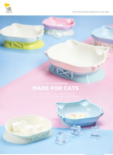 Можно разделить для двух мисок ~ Китти ПЭТ миска ABS Пластиковая диагональная кошачья чаша интегрированная двойная миска