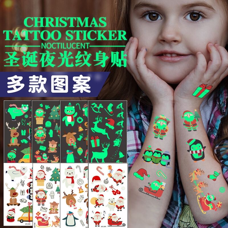 Christmas Luminous Tattoo Stickers for Kidsren Cartoon Santa Claus Elk Stickers Party Decoration Waterproof Temporary Stickers Christmas Luminous Tattoo Stickers for Kidsren Cartoon Santa Claus Elk Stickers Party Decoration Waterproof Temporary Stickers