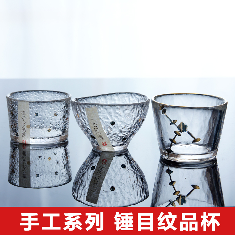 Japanese-style Zen heart-painted gold glass teacup, Venus hammer eye pattern tea cup, personal cup, heat-resistant tea cup, kung fu tea set