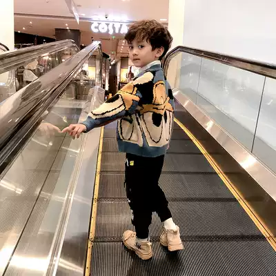 Children's clothing boys sweater spring and autumn 2021 new foreign school baby cardigan jacket children's spring and autumn Korean version of the tide
