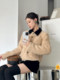 [Little Relative]Fulffy Mei Mei 2025 Autumn/Winter Women's New Miu-Style Brown Lapel Lamb Wool Coat