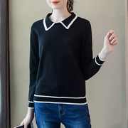Áo sơ mi mùa thu 2018 lỏng lẻo của phụ nữ dài tay cộng với phân bón XL chất béo mm cổ áo POLO mới 200 kg