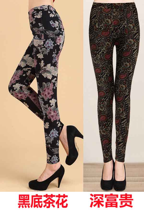Phụ nữ trung niên mùa đông và quần legging mùa đông phụ nữ mặc cộng với nhung dày người già 50-60 tuổi với quần nhung legging mỏng mùa hè