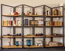 American vintage solid wood Wrought iron shelf shelf against the wall bookshelf Book shelf shelf collection shelf storage shelf