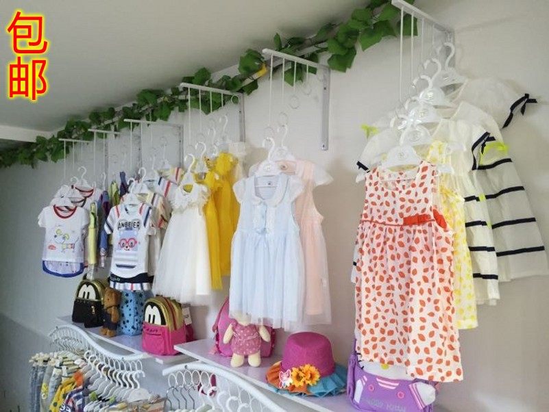 Iron clothing store wall hanging clothes display shelves display shelves are hanging shelves for children's clothing rack