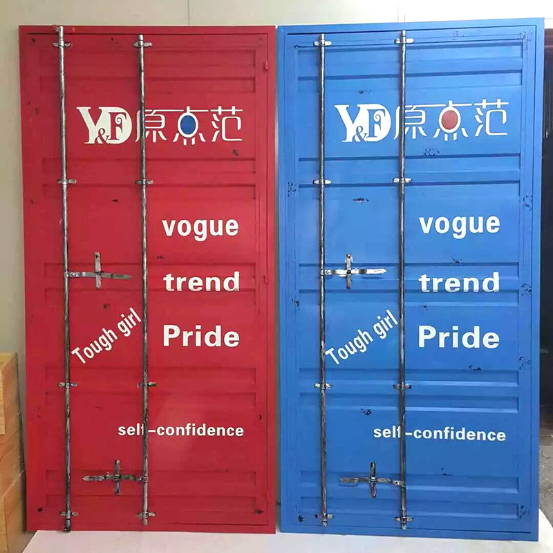 Retro do old industrial iron container door bar KTV powder room single door anti-theft push pull double door