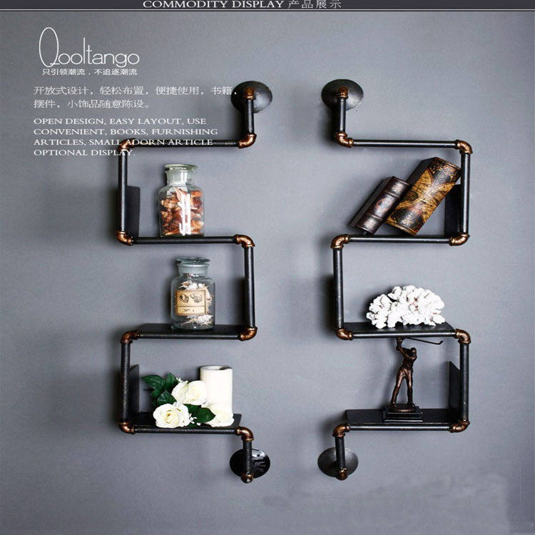 Iron Art Plumbing Livingroom Wall Finishing Rack Shelve Shelf Containing Shelf Wall Bookstand Shelf Wall-mounted Shelve Shelf