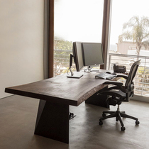 Vintage solid wood Wrought iron office desk Computer desk Workbench table Modern staff desk Writing desk