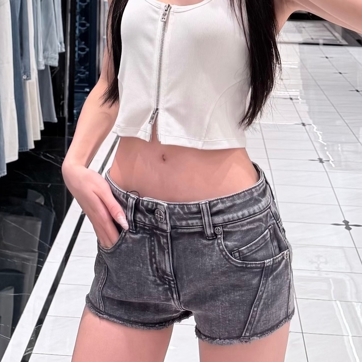 [in Stock] S Yumeng Retro Low-Waist Denim Shorts Cotton Summer Ultra-Short Shorts for Women Hot Girls
